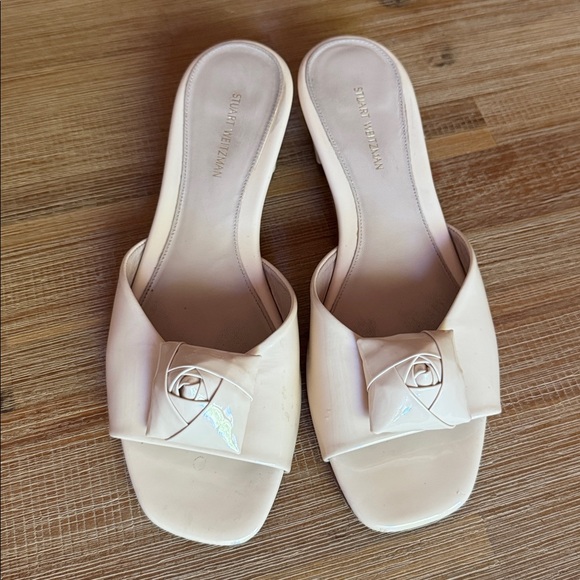 Stuart Weitzman Nude patent leather slide sandal size 8 - Picture 2 of 7